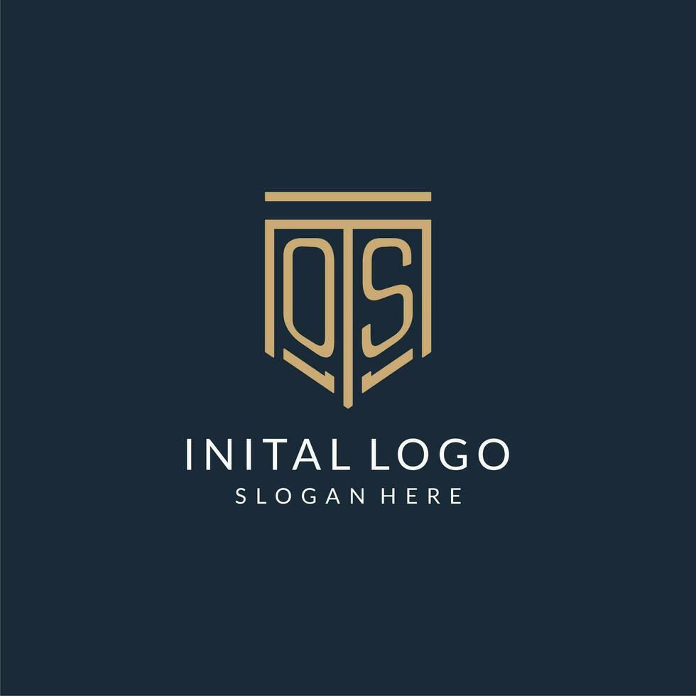 Initiale os Schild Logo Monoline Stil, modern und Luxus Monogramm Logo Design vektor