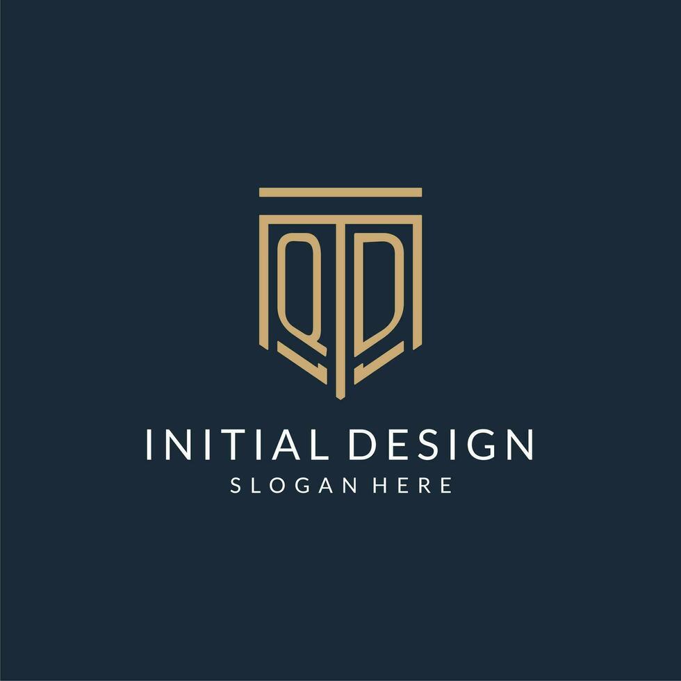 Initiale qd Schild Logo Monoline Stil, modern und Luxus Monogramm Logo Design vektor