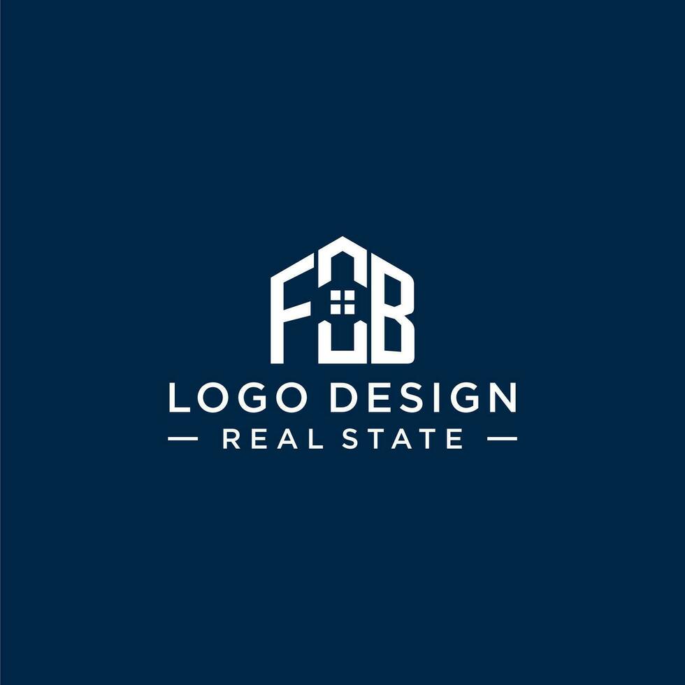 första brev fb monogram logotyp med abstrakt hus form, enkel och modern verklig egendom logotyp design vektor