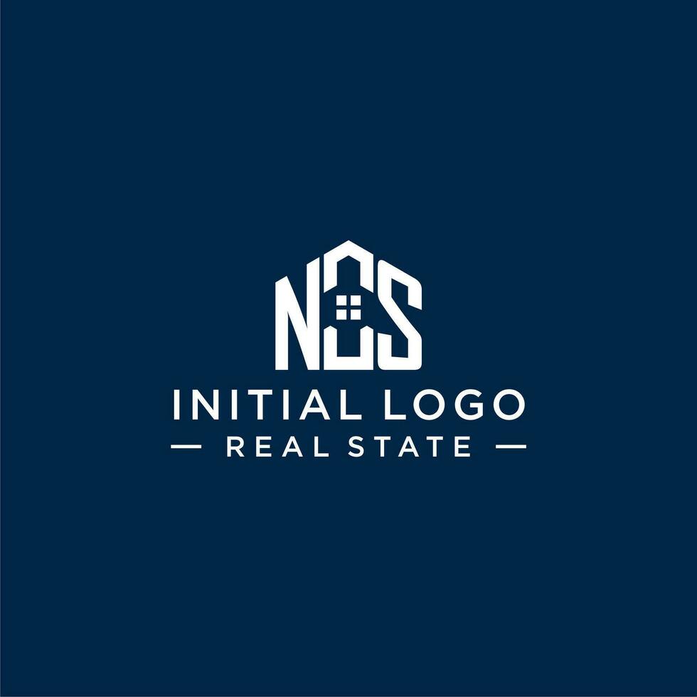 Initiale Brief ns Monogramm Logo mit abstrakt Haus Form, einfach und modern echt Nachlass Logo Design vektor