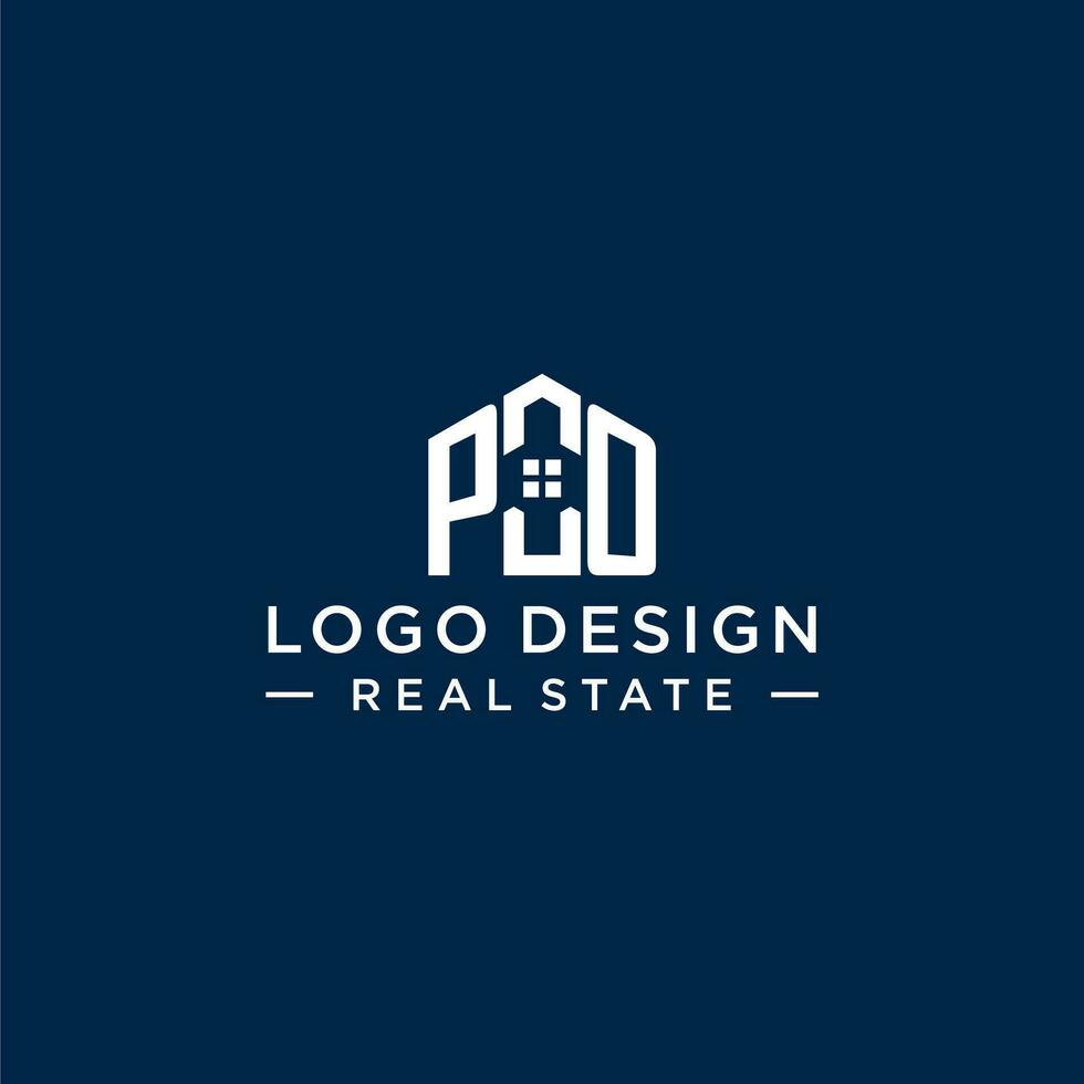 Initiale Brief po Monogramm Logo mit abstrakt Haus Form, einfach und modern echt Nachlass Logo Design vektor