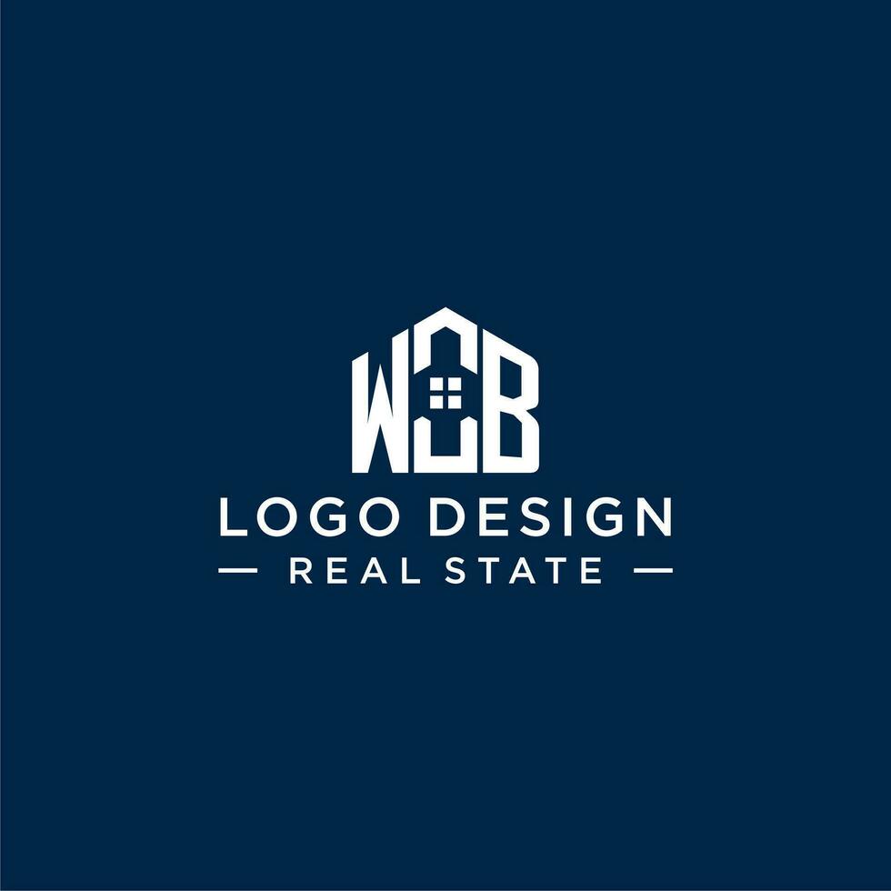 Initiale Brief wb Monogramm Logo mit abstrakt Haus Form, einfach und modern echt Nachlass Logo Design vektor
