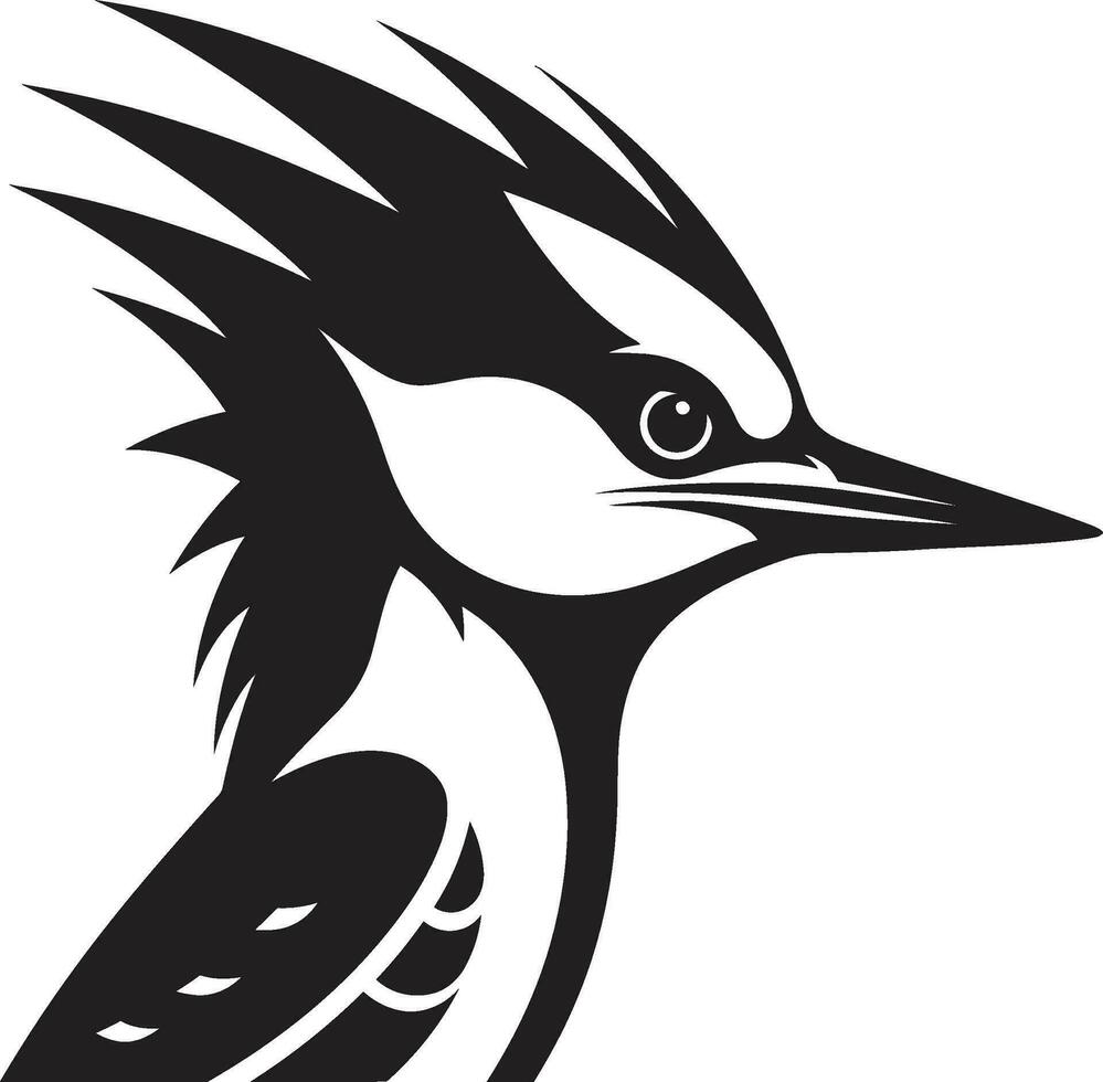 Specht Vogel Logo Design schwarz und Weiß Maskottchen vektor