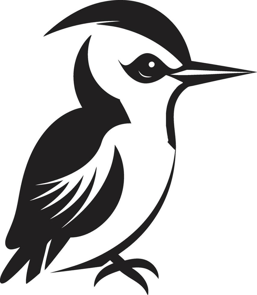 Specht Vogel Logo Design schwarz Maskottchen schwarz Specht Vogel Logo Design Karikatur vektor
