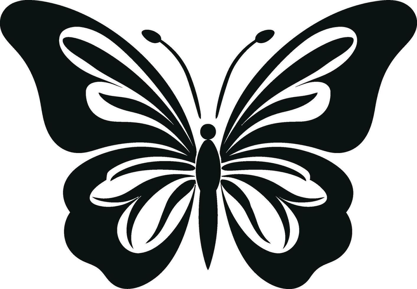 Eleganz im Flug schwarz Schmetterling Symbol Schmetterling Charme ein modern klassisch im schwarz vektor