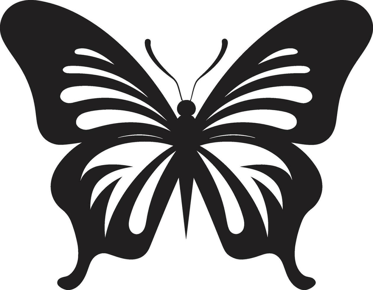 geformt Freude Schmetterling Design im schwarz einfarbig Schönheit elegant Schmetterling Symbol vektor