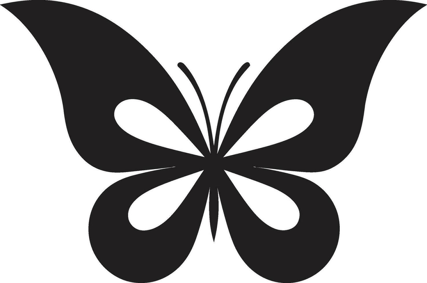 das Kunst von Einfachheit schwarz Schmetterling Logo Eleganz nimmt Flug schwarz Vektor Schmetterling