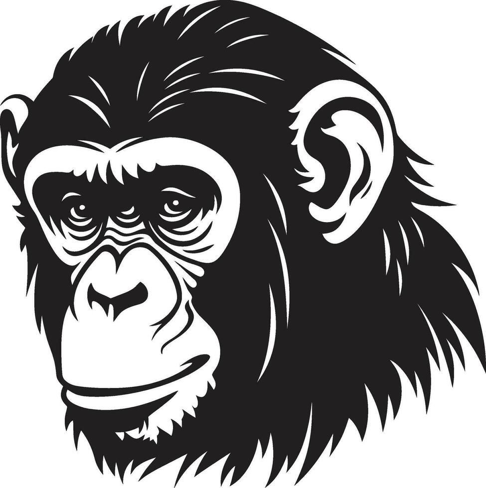 de konst av enkelhet graciös schimpans symbol invecklad primat emblem noir schimpans ikon vektor