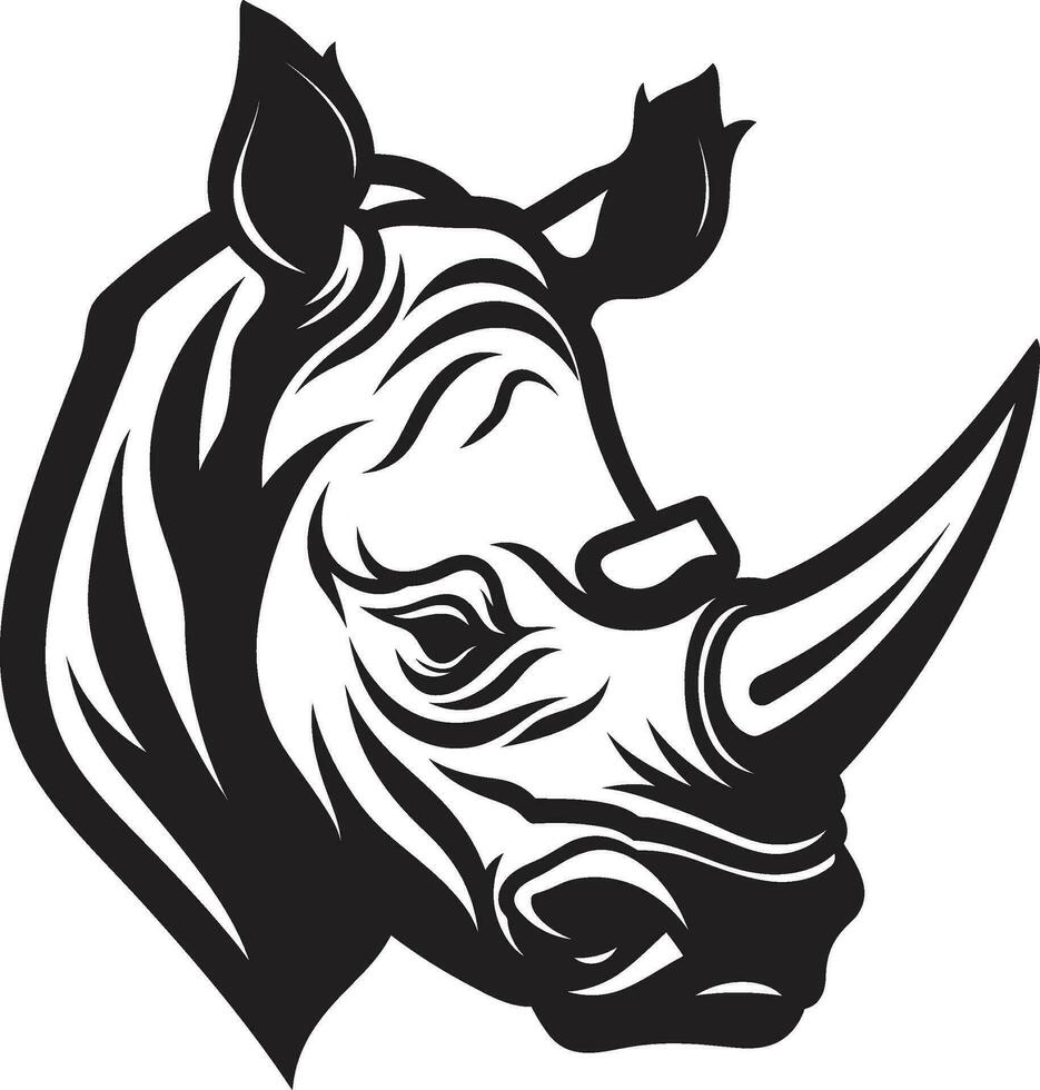 charmig melodisk harmoni svart noshörning mönster befallande serenad rhinos kunglig serenad svart vektor emblem i melodisk skönhet
