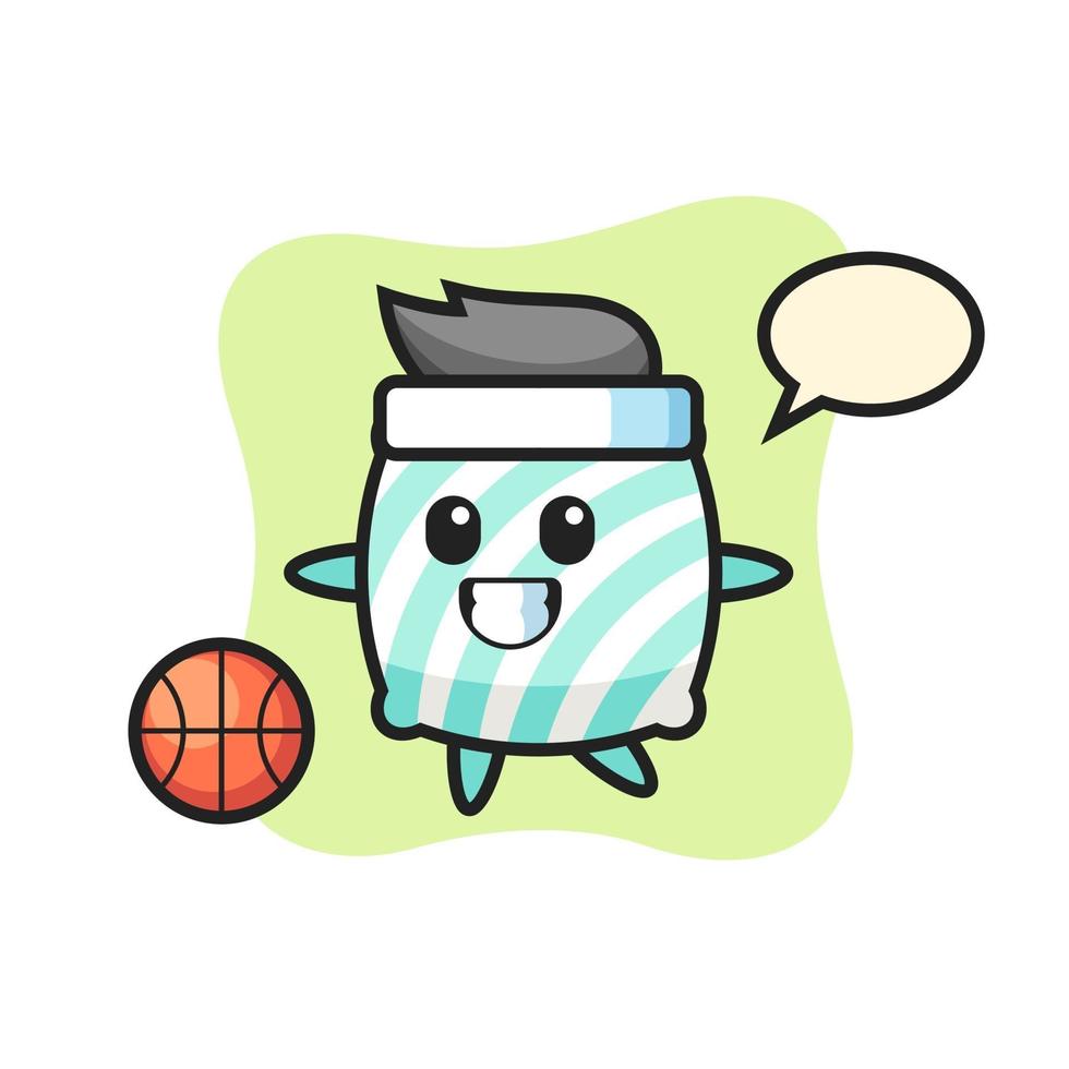 Illustration der Kissenkarikatur spielt Basketball vektor