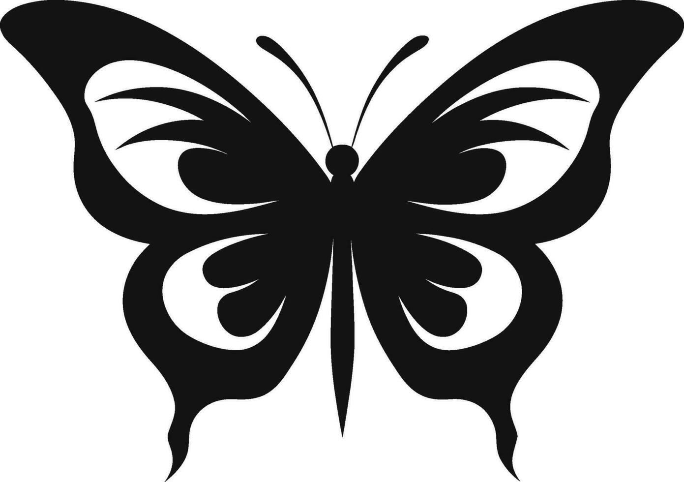 mystik av de fjäril svart vektor logotyp graciös fladdra svart fjäril emblem