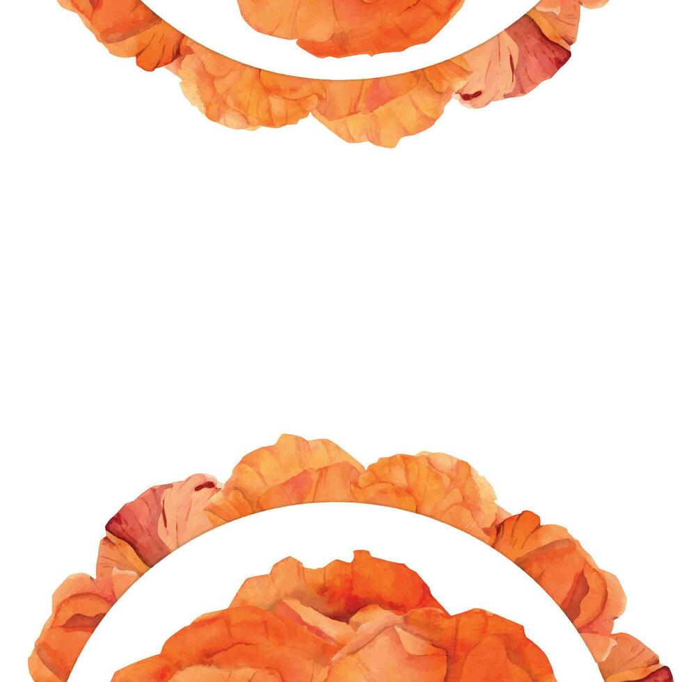 aquarellkreisrahmenanordnung mit handgezeichneten sommerlichen leuchtend roten mohnblumen. isoliert auf weißem Hintergrund. design für einladungen, hochzeit, liebes- oder grußkarten, papier, druck, textil vektor