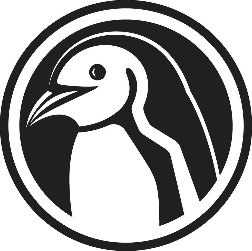 geformt Eleganz im eisig Klang Pinguin Emblem im schwarz Wildtiere Antarktis Symphonie Pinguin Symbole Symbol von Eleganz vektor