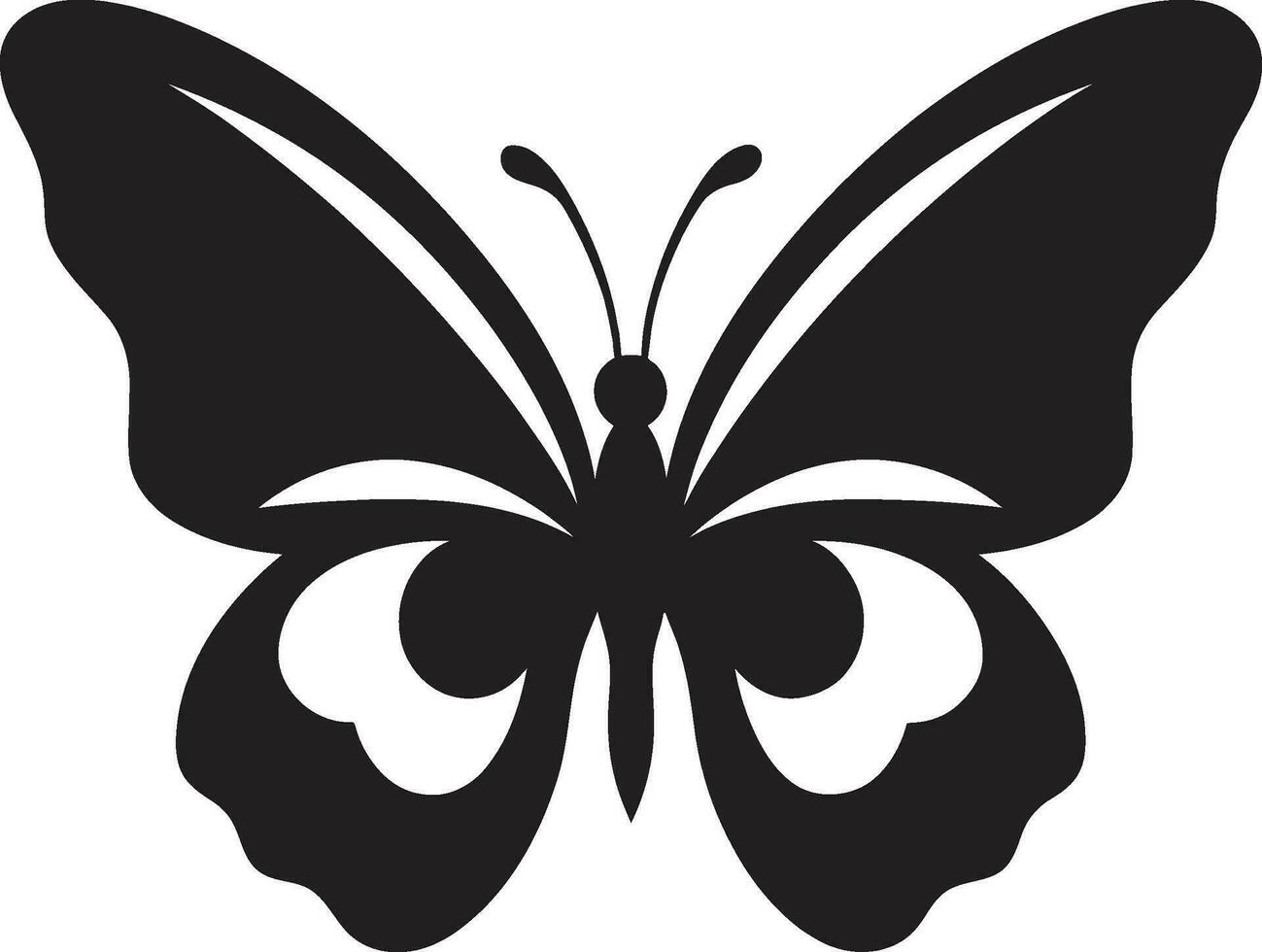 geflügelt Schönheit im schwarz Schmetterling Symbol kompliziert Flügel schwarz Schmetterling Emblem vektor