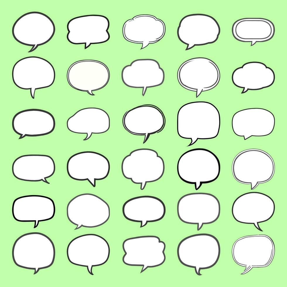uppsättning av konversation ramar i linje stil. Tal bubbla tala. vit bakgrund. isolerat. vektor stock illustration.