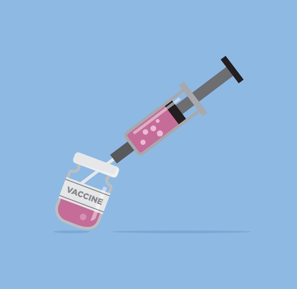 Designillustration einer Spritze und einer Impfdosisflasche vektor