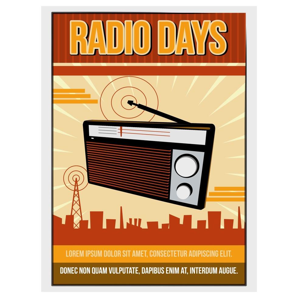 gammal radioaffisch som passar radiodagar vektor