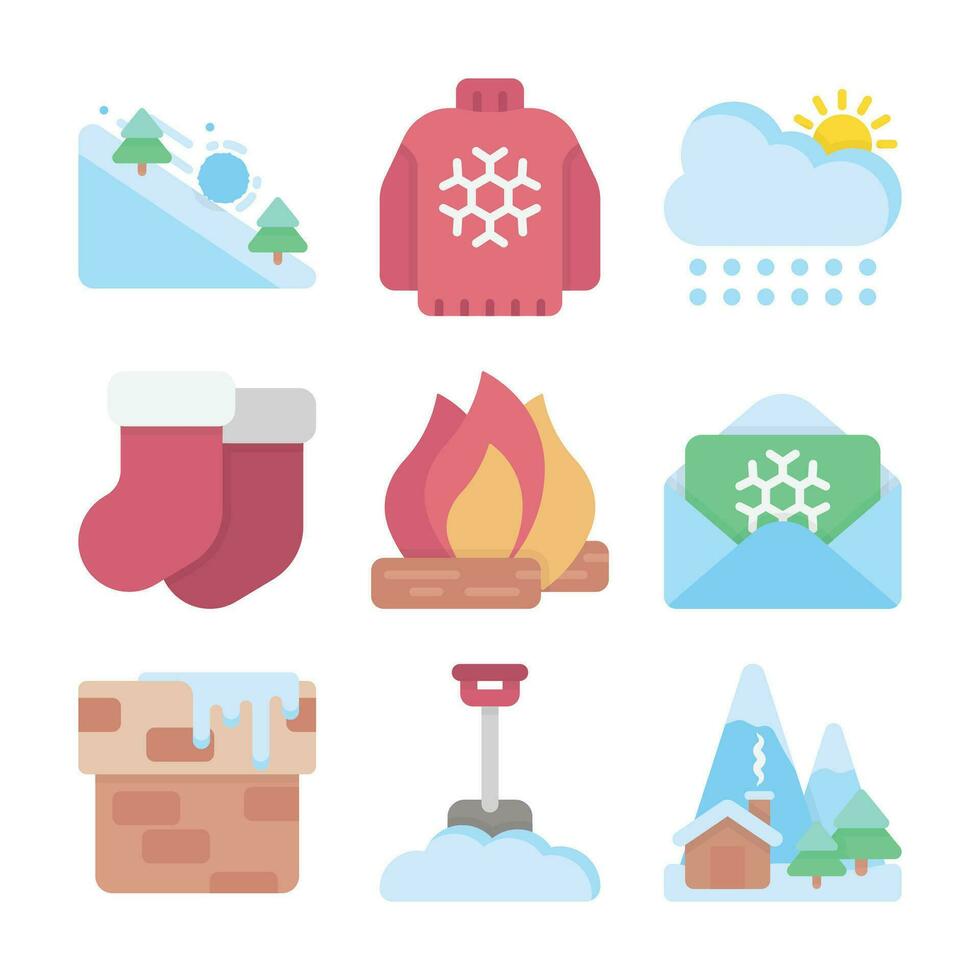 vinter- säsong vektor Färg element och ikoner