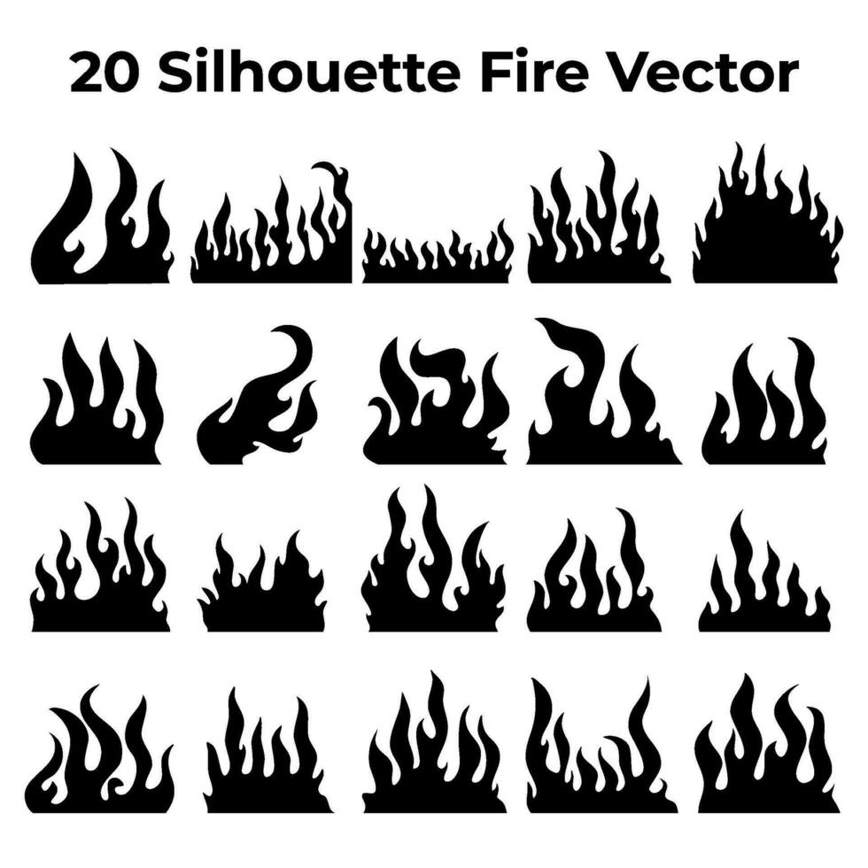 brand silhuett. flamma. flamma silhuett. illustration av en brinnande brand. vektor