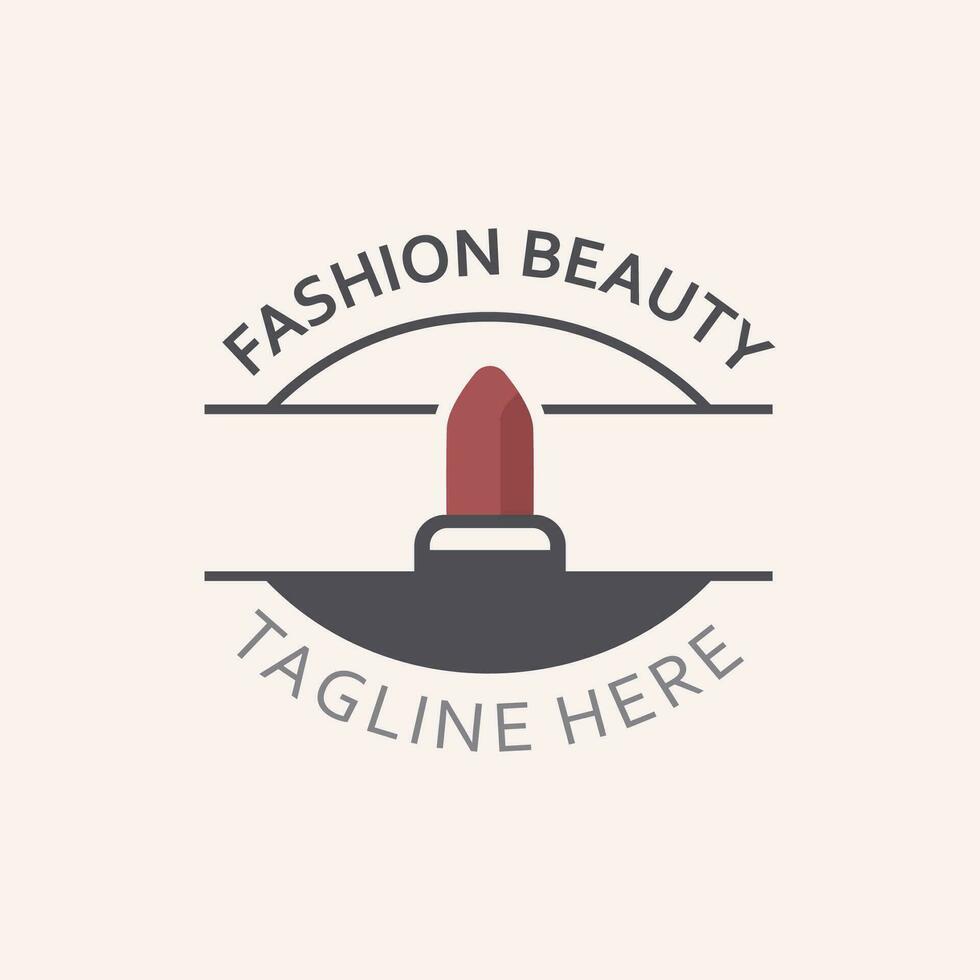 läppstift logotyp design för smink mode affär och skönhet vektor kosmetisk design mall