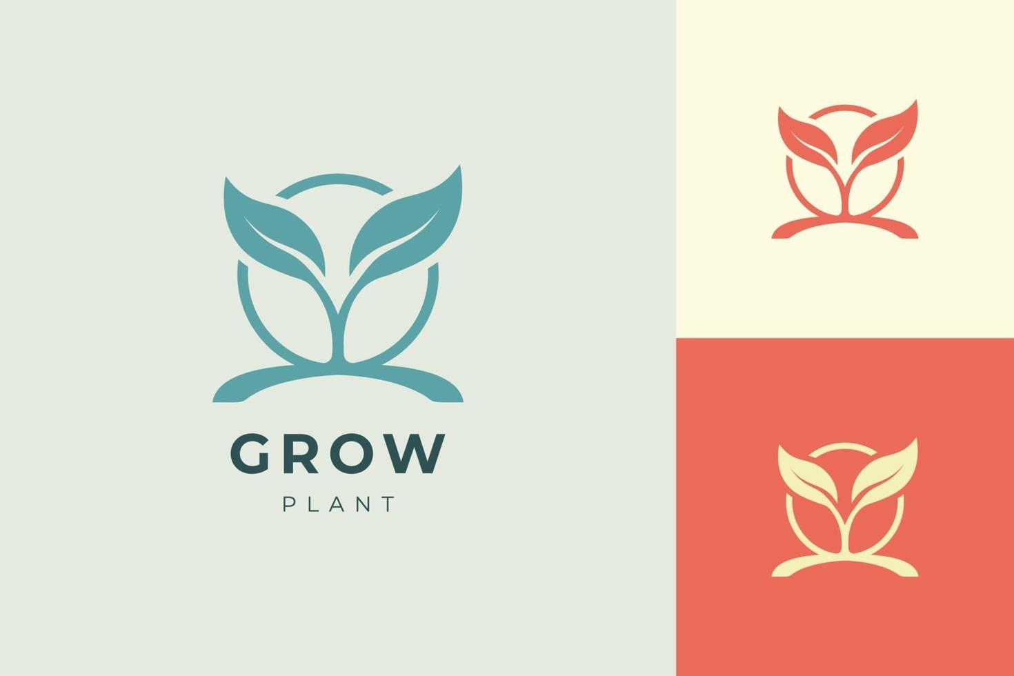 naturlig organisk logotypmall med enkel och ren växtform vektor