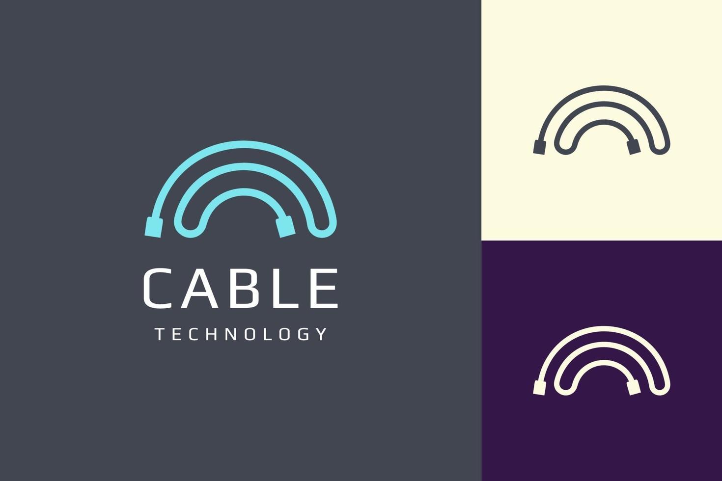 kabel- eller trådlogotyp i enkel och modern form vektor