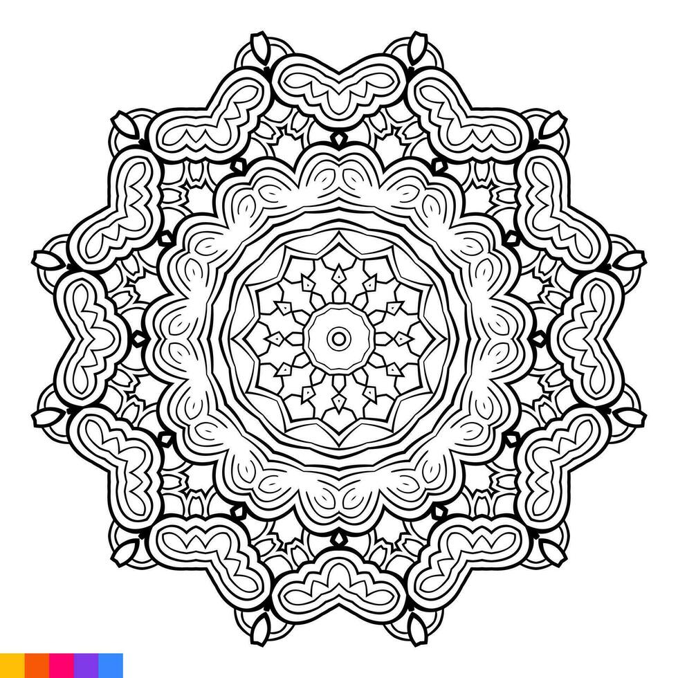 mandala konst design. rena dekorativ runda prydnad. orientalisk mönster, vektor illustration färg bok sida. cirkulär mönster i form av mandala för henna, mehndi, tatuering, dekoration.