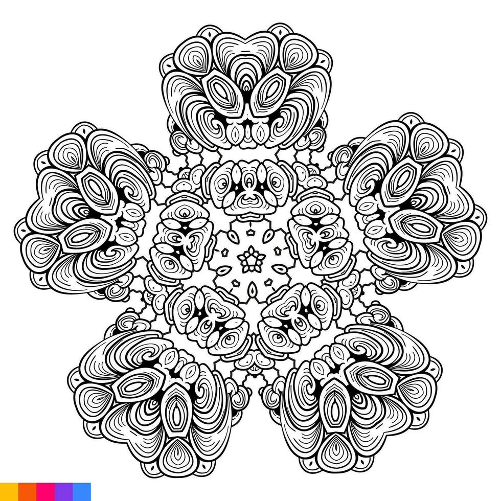 mandala konst design. rena dekorativ runda prydnad. orientalisk mönster, vektor illustration färg bok sida. cirkulär mönster i form av mandala för henna, mehndi, tatuering, dekoration.