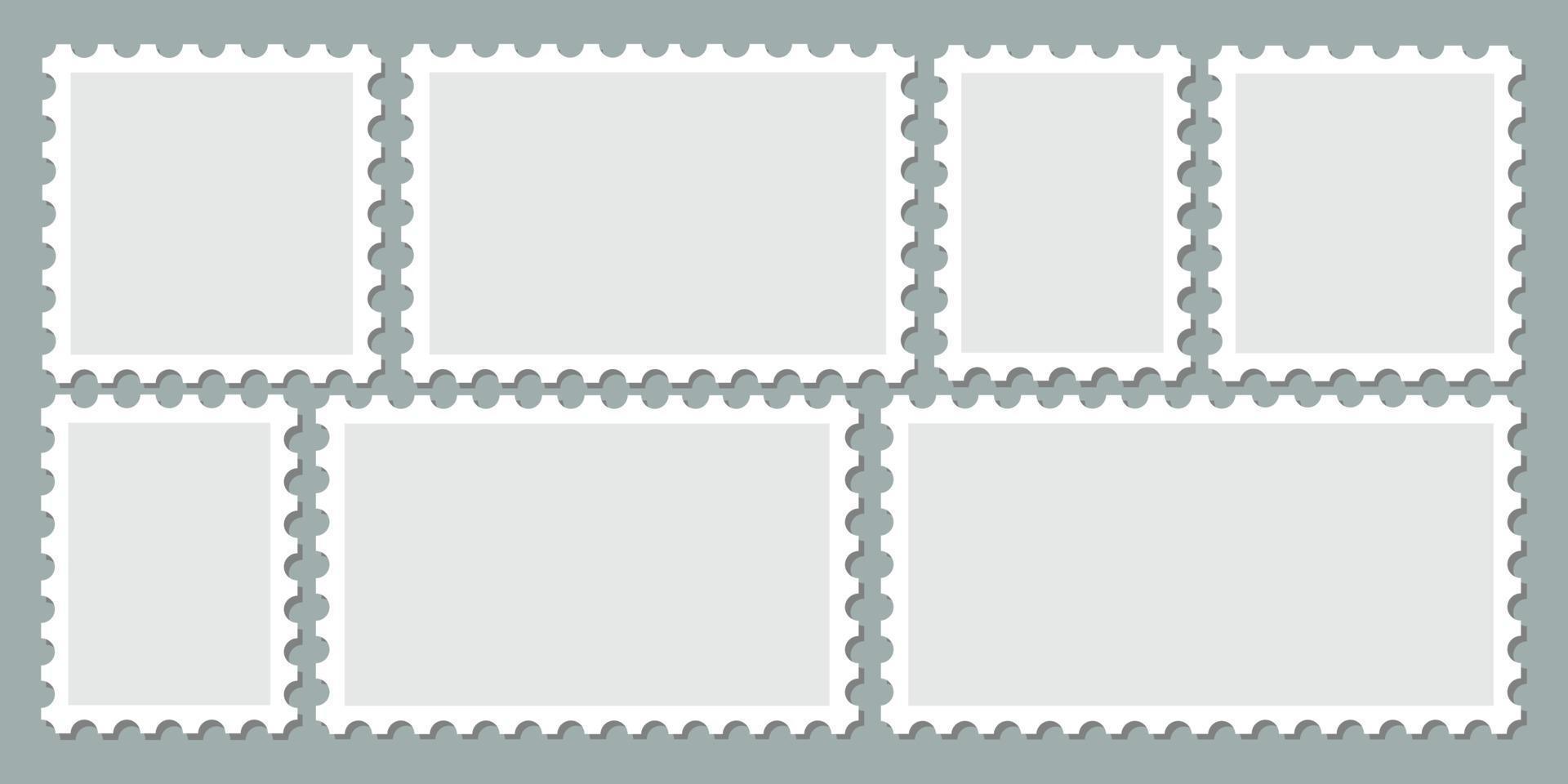 Satz des leeren Briefmarkenrahmenvektors. unterschiedlicher leerer Poststempel vektor