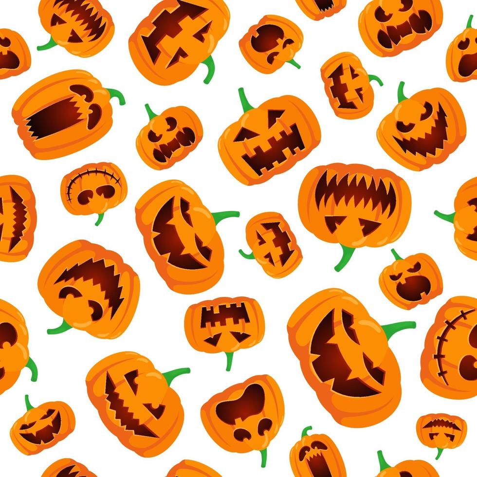 nahtloses Halloween-Muster mit beängstigenden Kürbissen der glücklichen Jack-Laterne vektor