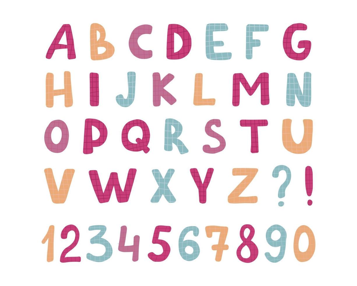 Alphabet Kinder Schriftart süße Farbe Alphabet. Baby-Schriftzug. vektor