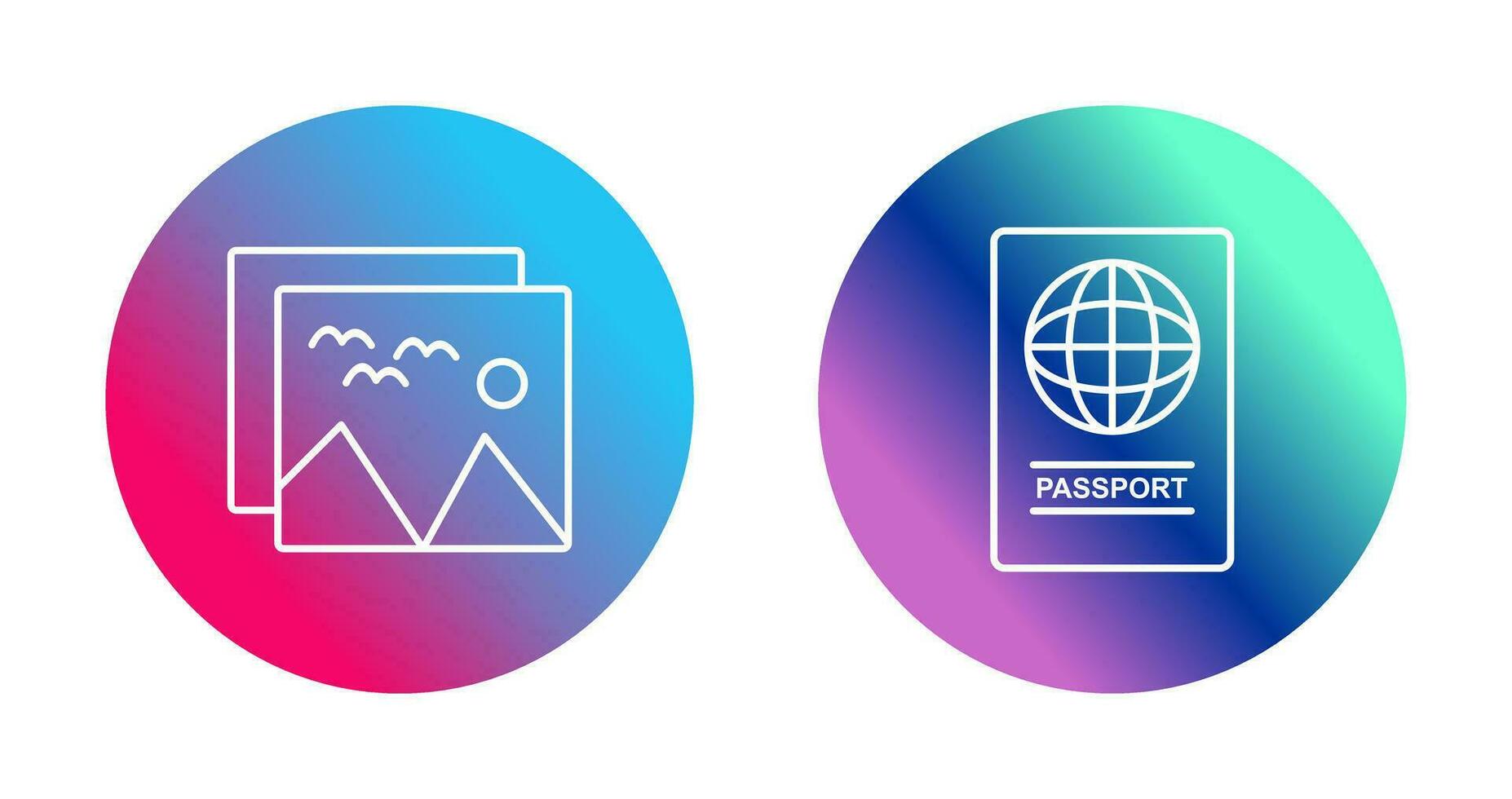 Bilder und Reisepass Symbol vektor