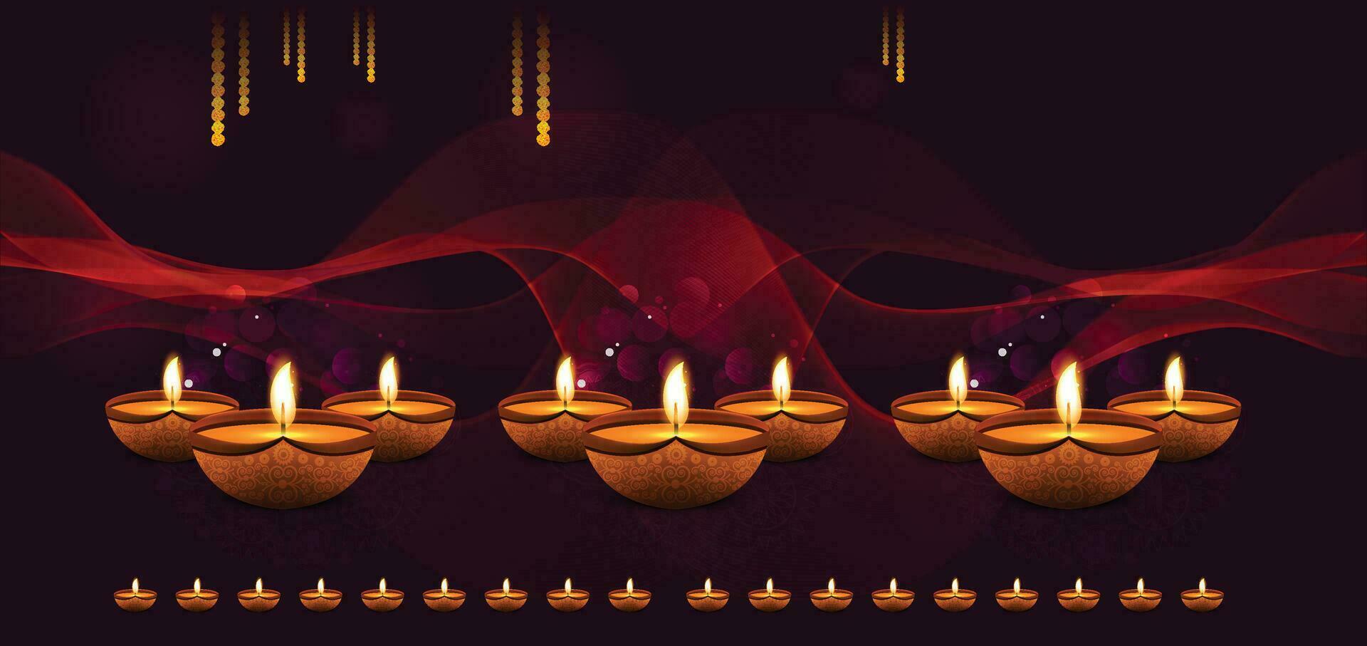 glühend Diwali Diya dekorativ Festival Netz Banner vektor