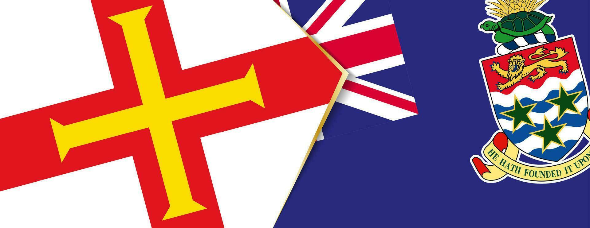 guernsey och kajman öar flaggor, två vektor flaggor.