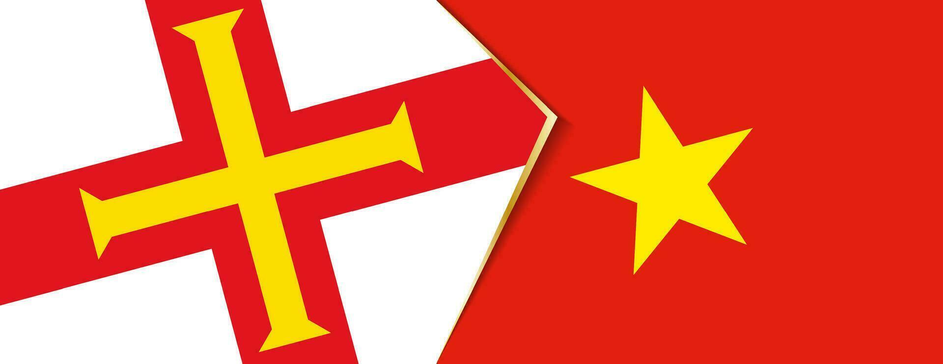 guernsey och vietnam flaggor, två vektor flaggor.