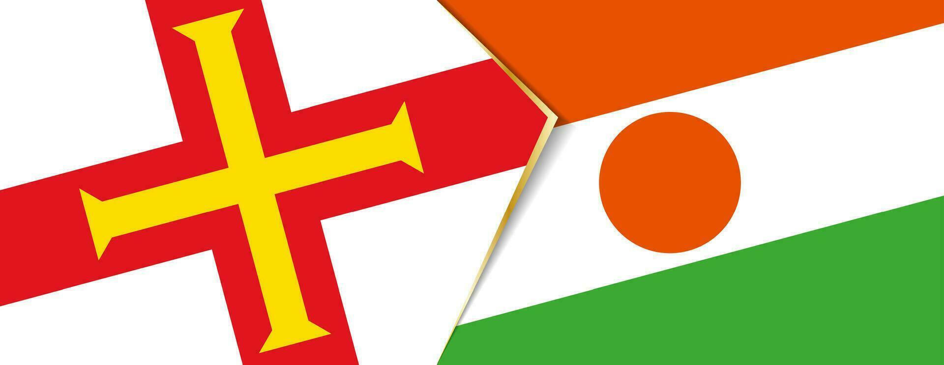 Guernsey und Niger Flaggen, zwei Vektor Flaggen.