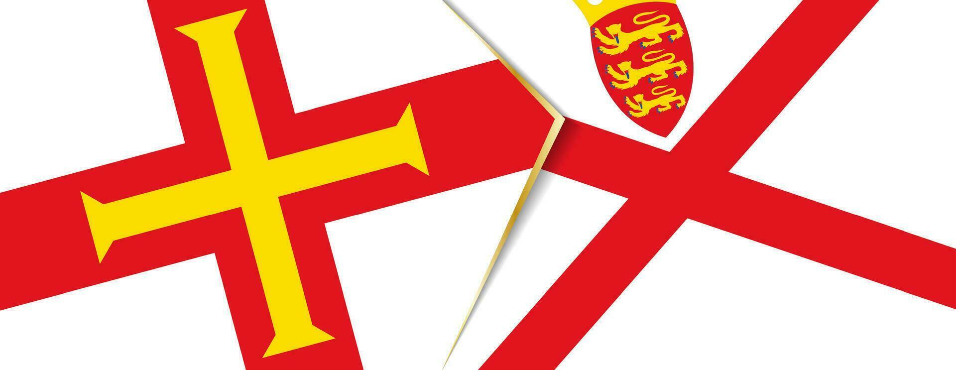 guernsey och jersey flaggor, två vektor flaggor.