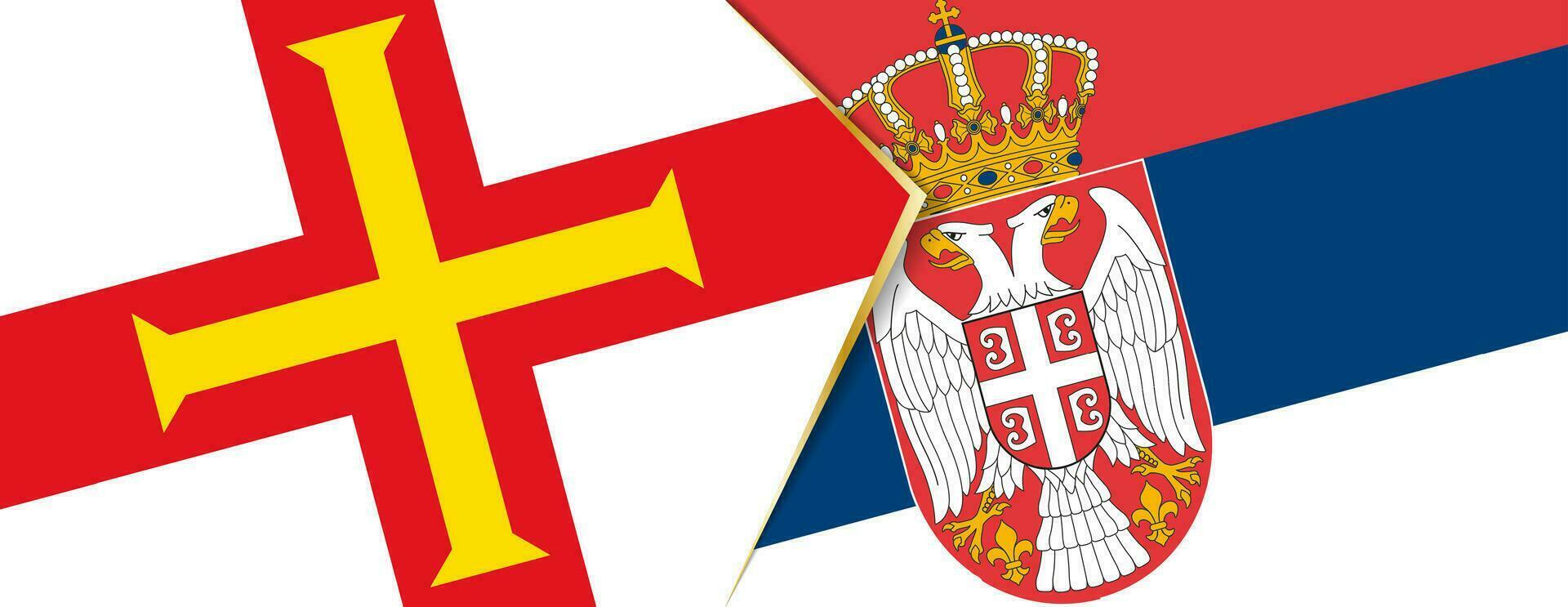 guernsey och serbia flaggor, två vektor flaggor.