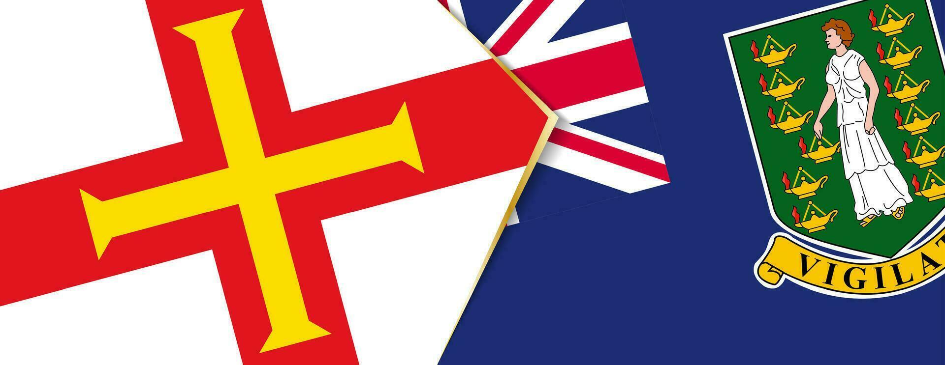 Guernsey und britisch Jungfrau Inseln Flaggen, zwei Vektor Flaggen.