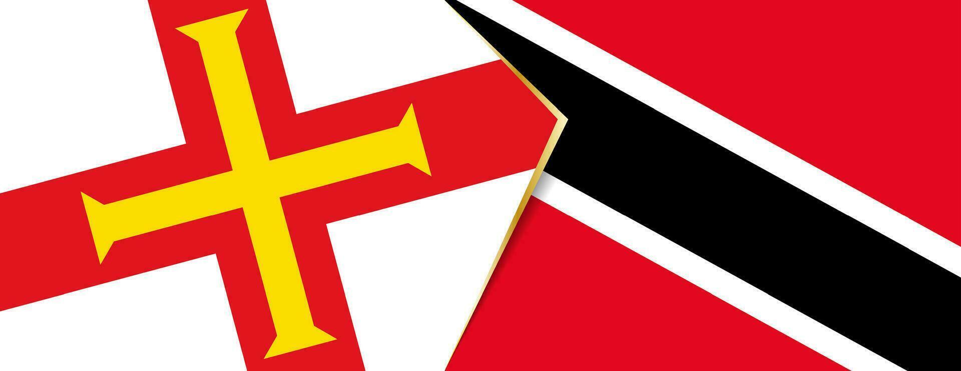 Guernsey und Trinidad und Tobago Flaggen, zwei Vektor Flaggen.