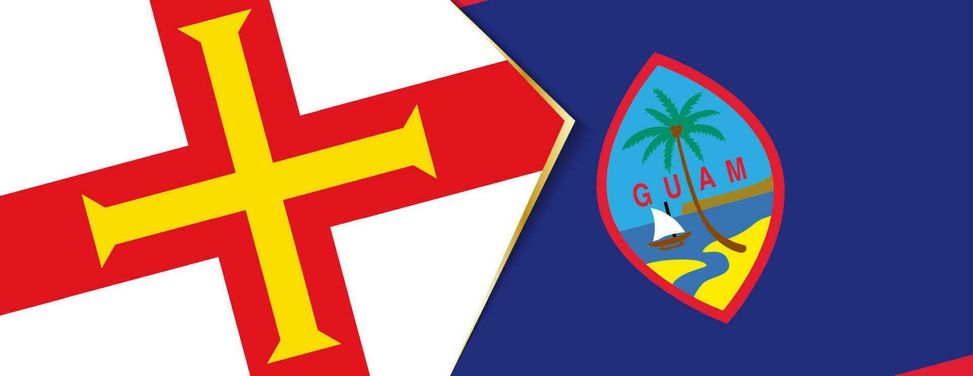 Guernsey und guam Flaggen, zwei Vektor Flaggen.