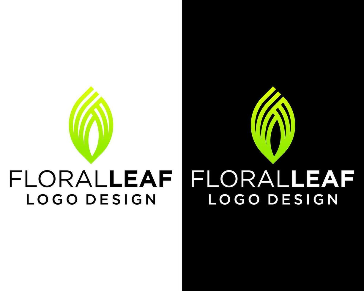 naturlig färsk blad geometrisk linje logotyp design. vektor