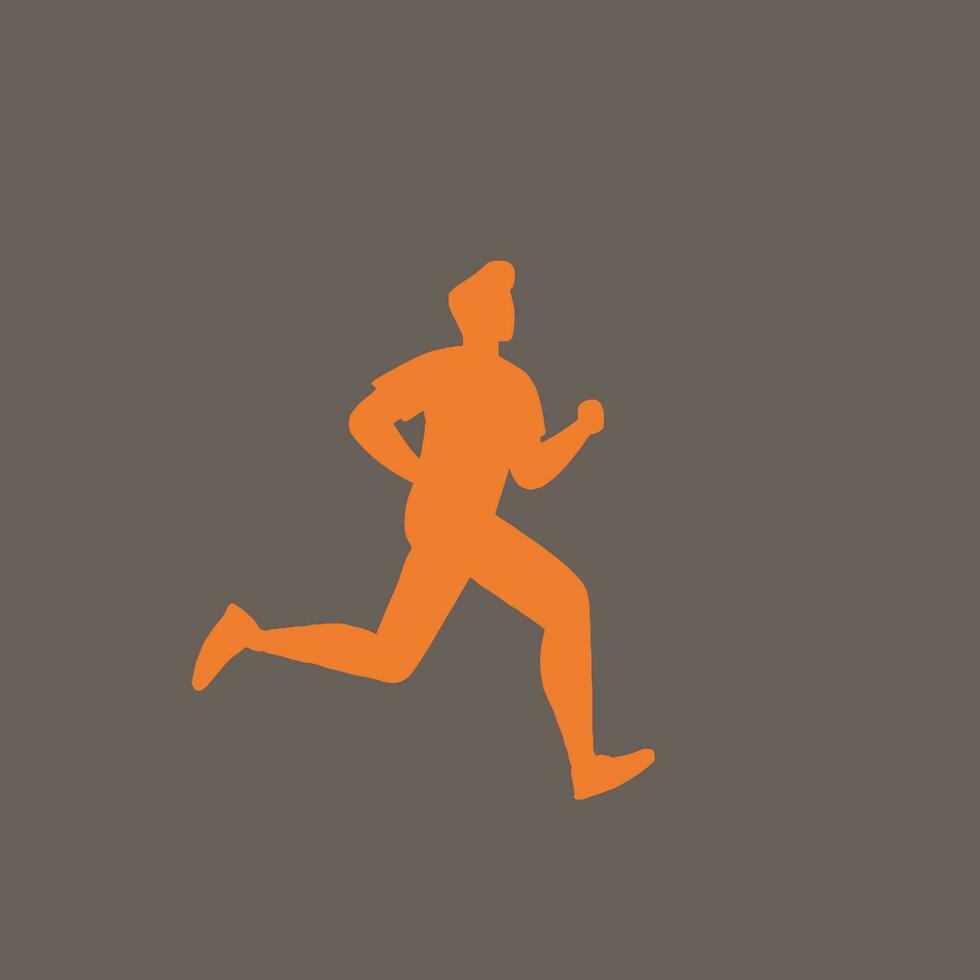 ett orange silhuett av en person löpning mot en mörk bakgrund, som visar rörelse och aktivitet. vektor