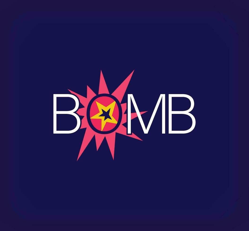 explosion logotyp inuti kreativ bomba text. unik Färg övergångar. sicksack- element blixt chock Vinka. vektor