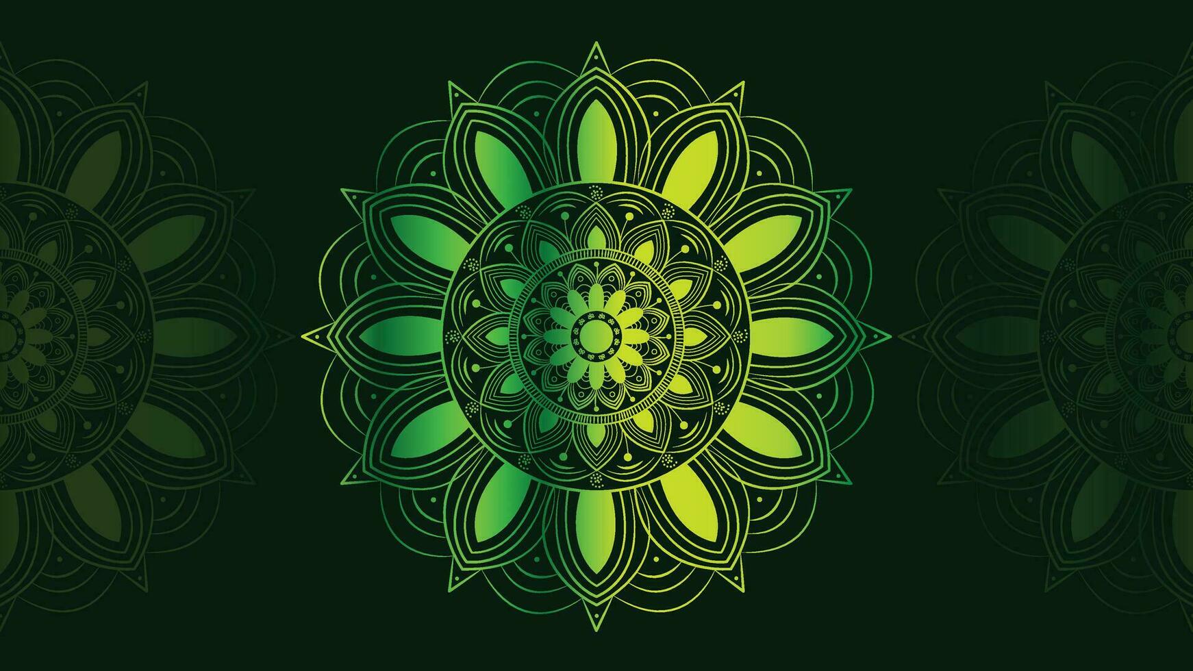 abstrakt minimalistisch Design kreativ Mandala Hintergrund. diese perfekt Mandala können Sein benutzt wie ein Banner oder Logo. diese Grün Gradient Farbe Schatten Blume Hintergrund ist perfekt zum Inhalt verwenden. vektor