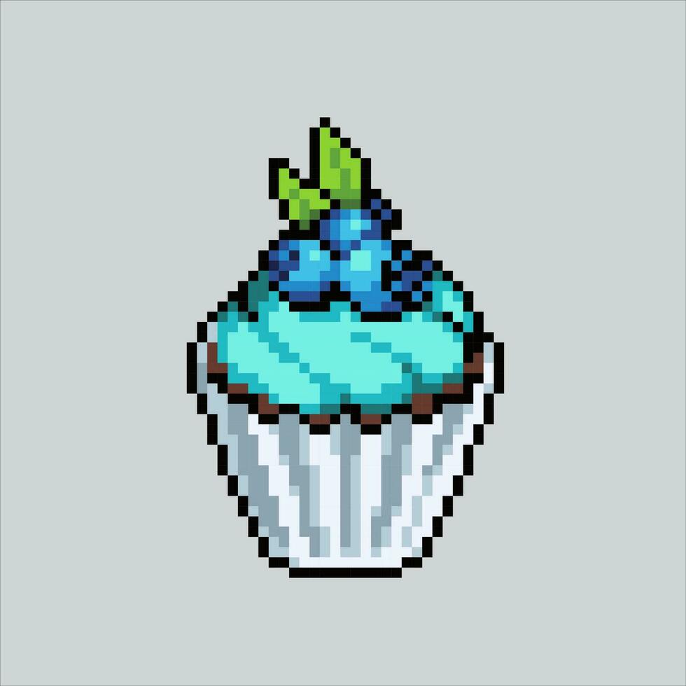 Pixel Kunst Illustration Cupcake. pixelig Party Tasse Kuchen. Geburtstag Party Cupcake pixelig zum das Pixel Kunst Spiel und Symbol zum Webseite und Video Spiel. alt Schule retro. vektor