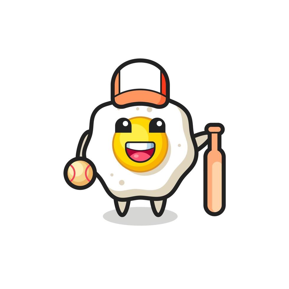 Zeichentrickfigur von Spiegelei als Baseballspieler vektor