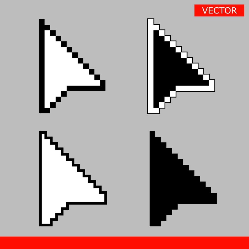 schwarz und weiß kein Pixel-Pfeil-Cursor-Symbol-Zeichen vektor