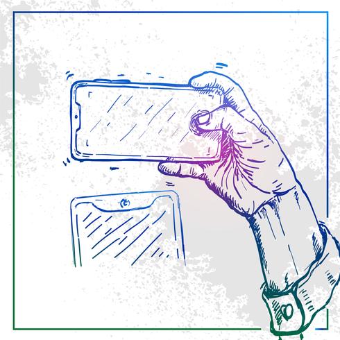 Illustration der Hand ein Telefon halten und selfie nehmen vektor