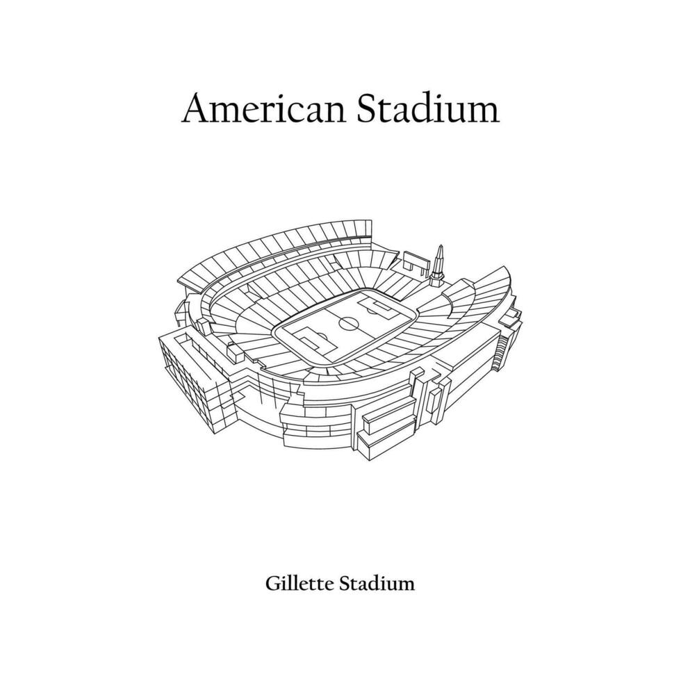 Grafik Design von das Gillette Stadion Boston Stadt. fifa Welt Tasse 2026 im vereinigt Zustände, Mexiko, und Kanada. amerikanisch International Fußball Stadion. vektor